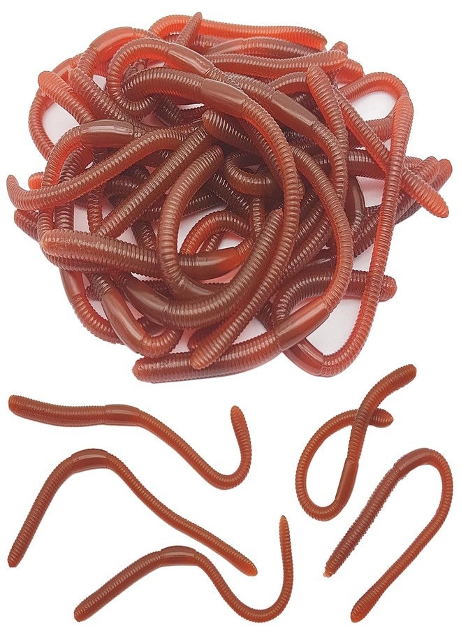 XYQMLY 30 Pcs 7.1inch/18cm Soft Fake Earthworms Faux Lifelike Stretchy Rubber Earthworms, Plastic Worms Fishing Lures Baits for Halloween April Fool's Day Party - Image 1